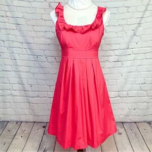 Coral Maurice's ruffle scoop neck Dress with organza undercoat size 6